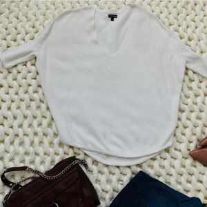 White V-Neck Lounge Sweater – Size Small